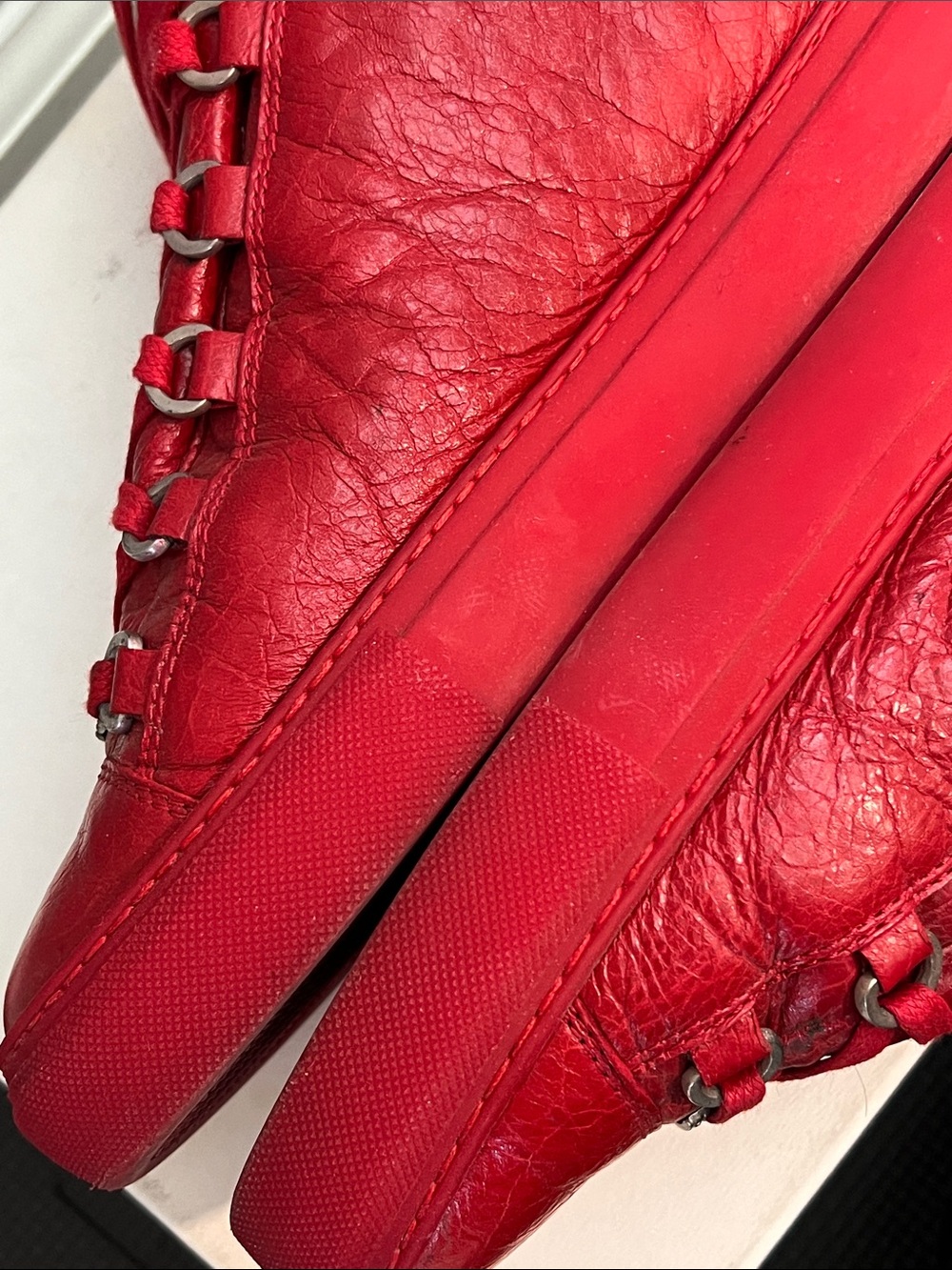 Men’s Balenciaga Red Leather High-Top Sneakers -Size 40 - Picture 15 of 16